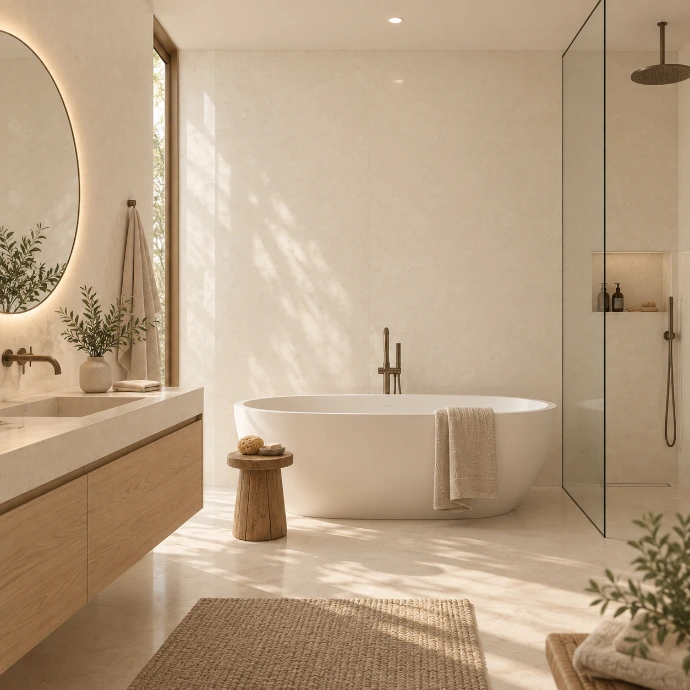 Wand warm minimalism – Wandpanelen badkamer