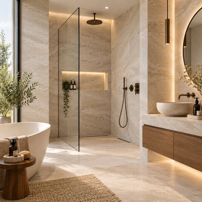 Natuursteenlook – Keramische wandtegels voor de douche