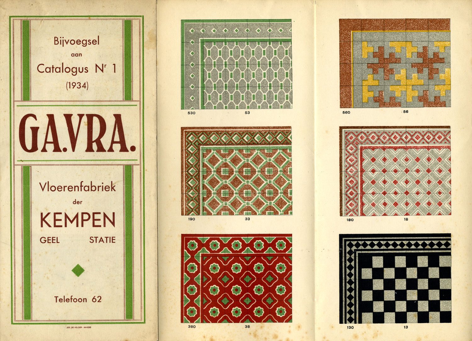 Historische catalogus van Vloerenfabriek der Kempen uit 1934