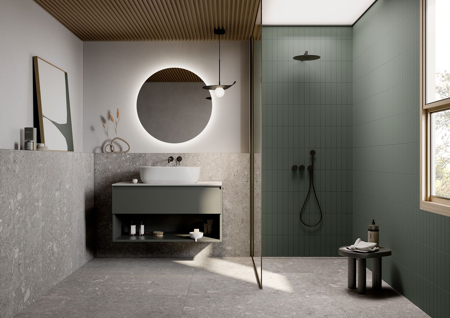 Badkamer met Lúca vloer- en wandtegels