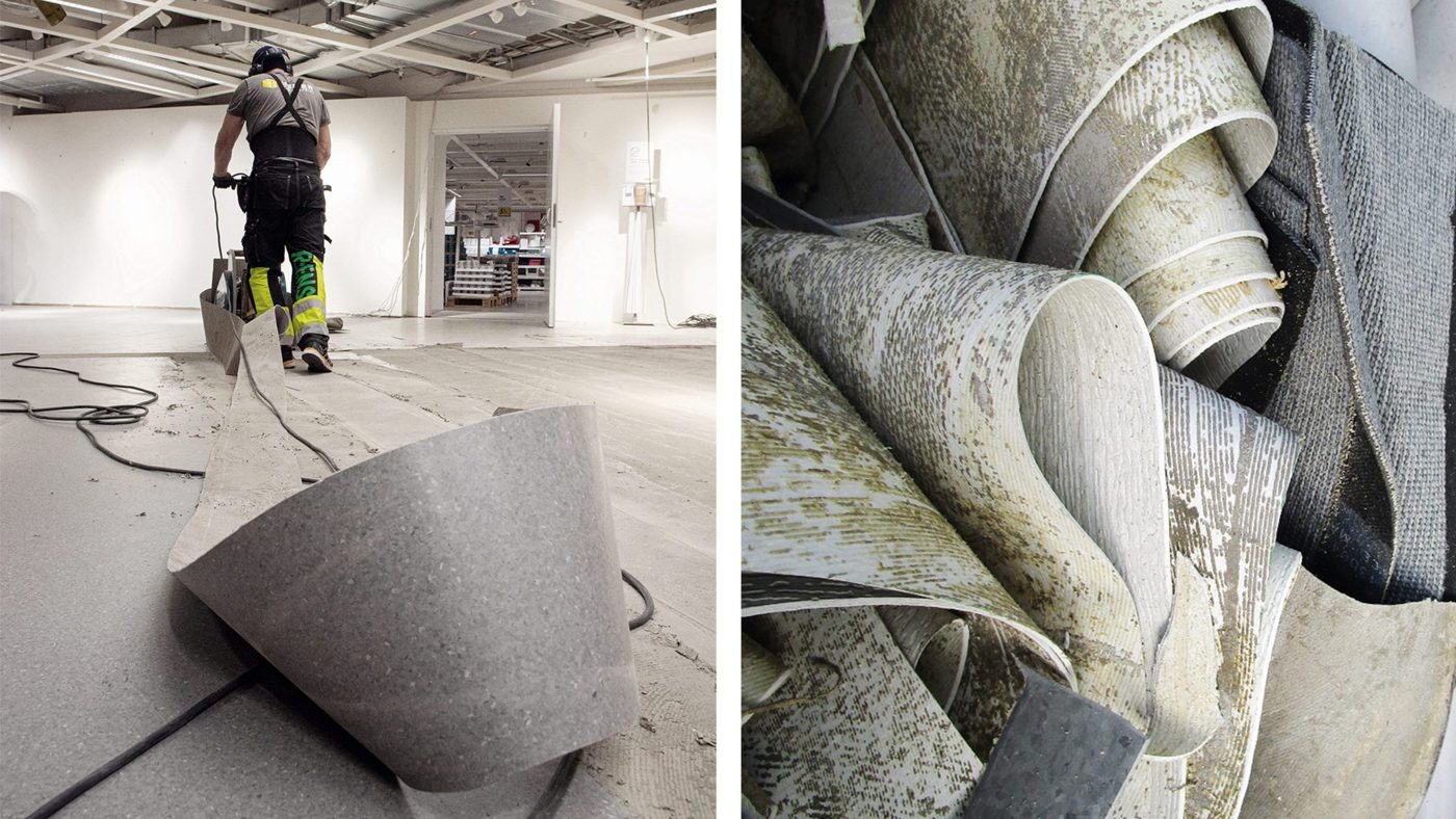 Un ancien sol est collecté pour le recyclage