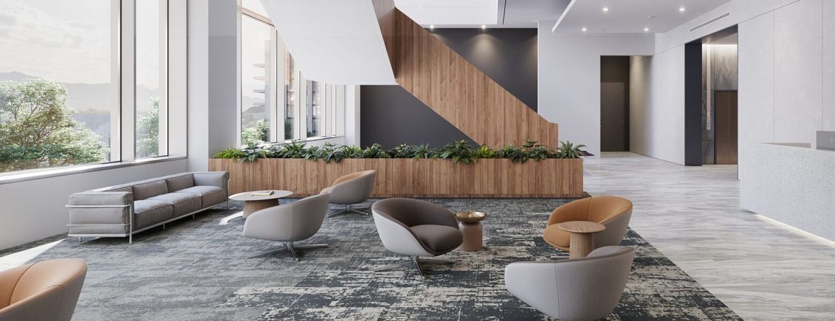 Sol Tarkett dans un hall de bureaux
