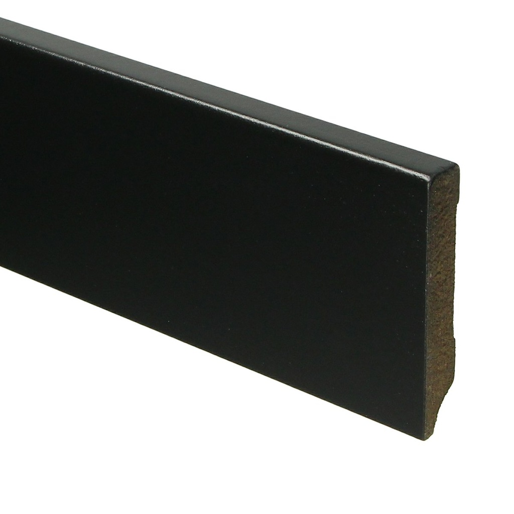 15936 Modern paintable skirting board RAL 9005 black MDF lacquered 12x70x2400mm